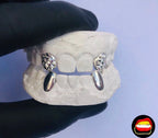 2 Plain Canines - 2 Diamond Dust Cut Canines - Bitez Grillz